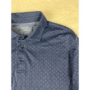 UNTUCKit Mens Large Long Sleeve Polo‎ Shirt Blue Diamond Print